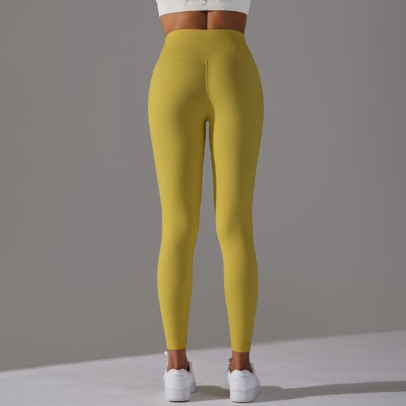 🍑 MUSTARD Perfect Fit! High Rise Squat Proof Tights - Seamless! - Picture 4 of 10